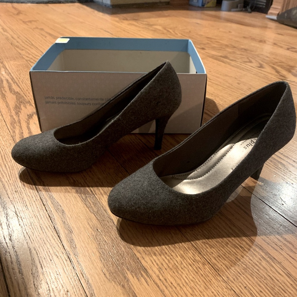 Grey Hugh heels